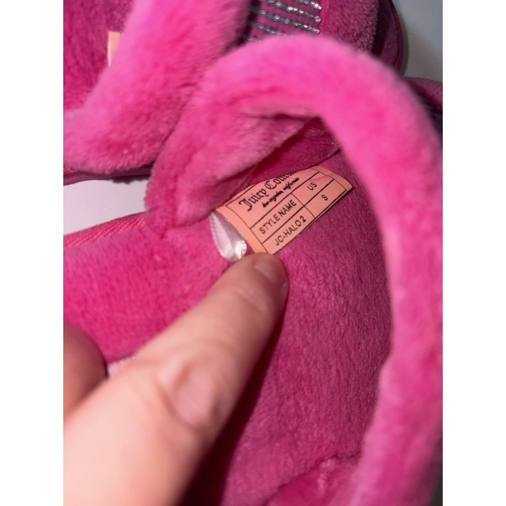 Juicy Couture, Slippers, y2k style fuzzy Hot Pink, Rhinestones, Size Small - Picture 3 of 5